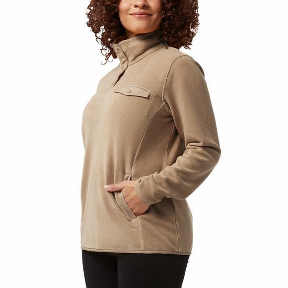 NWT 32 Degrees Women Midweight Snap Arctic Fleece Olive Beige Sz S $70 WWW025 - Picture 3 of 5